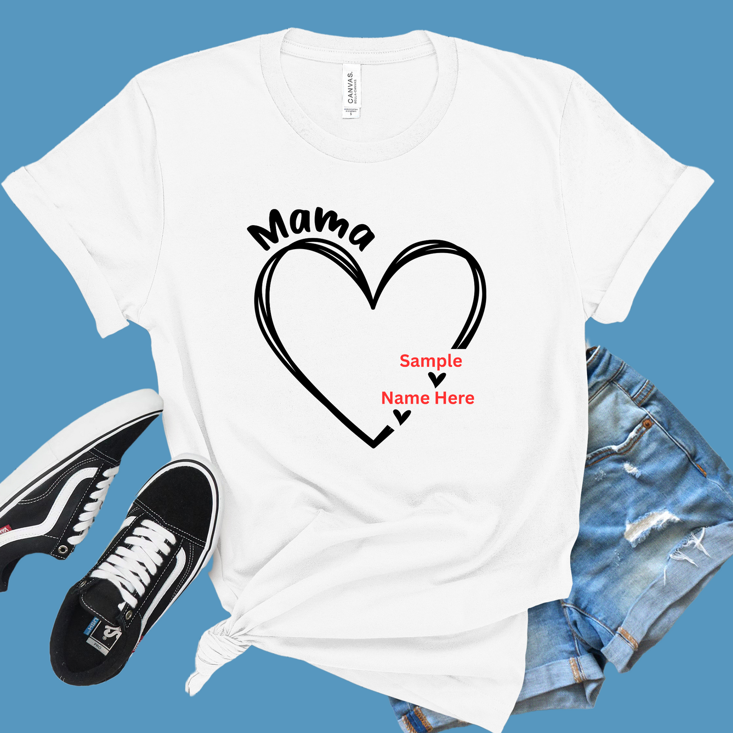Personalized Mom Shirt: Heart-Shaped Personalized Mom Tee