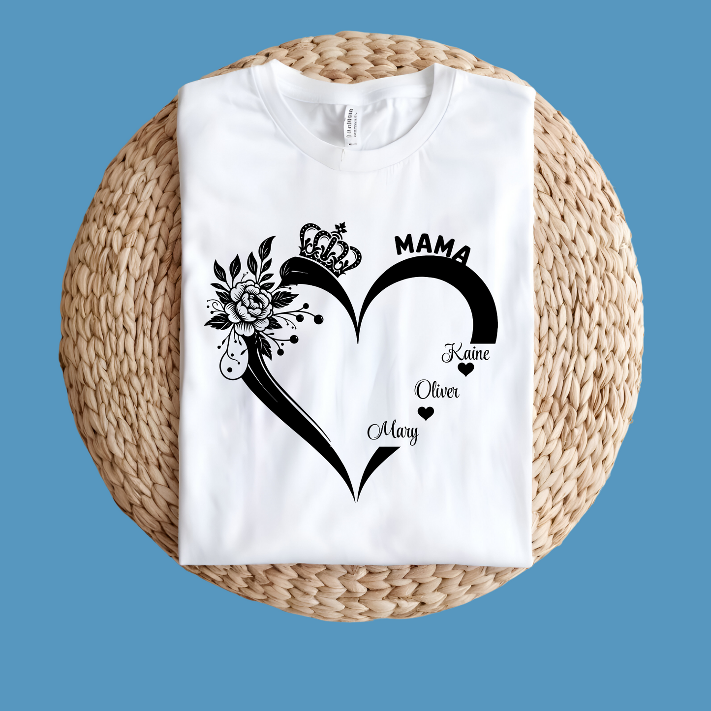 Personalized Mom Shirt: A Mother's Love Woven in Every Name: Heart-Shaped Personalized Tee