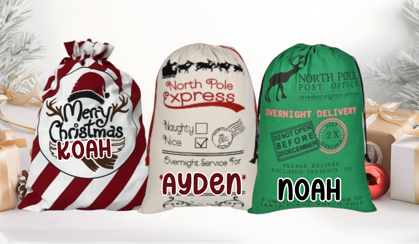 Holiday Personalized Christmas Sack - Large Christmas Gift Bag for the Kids