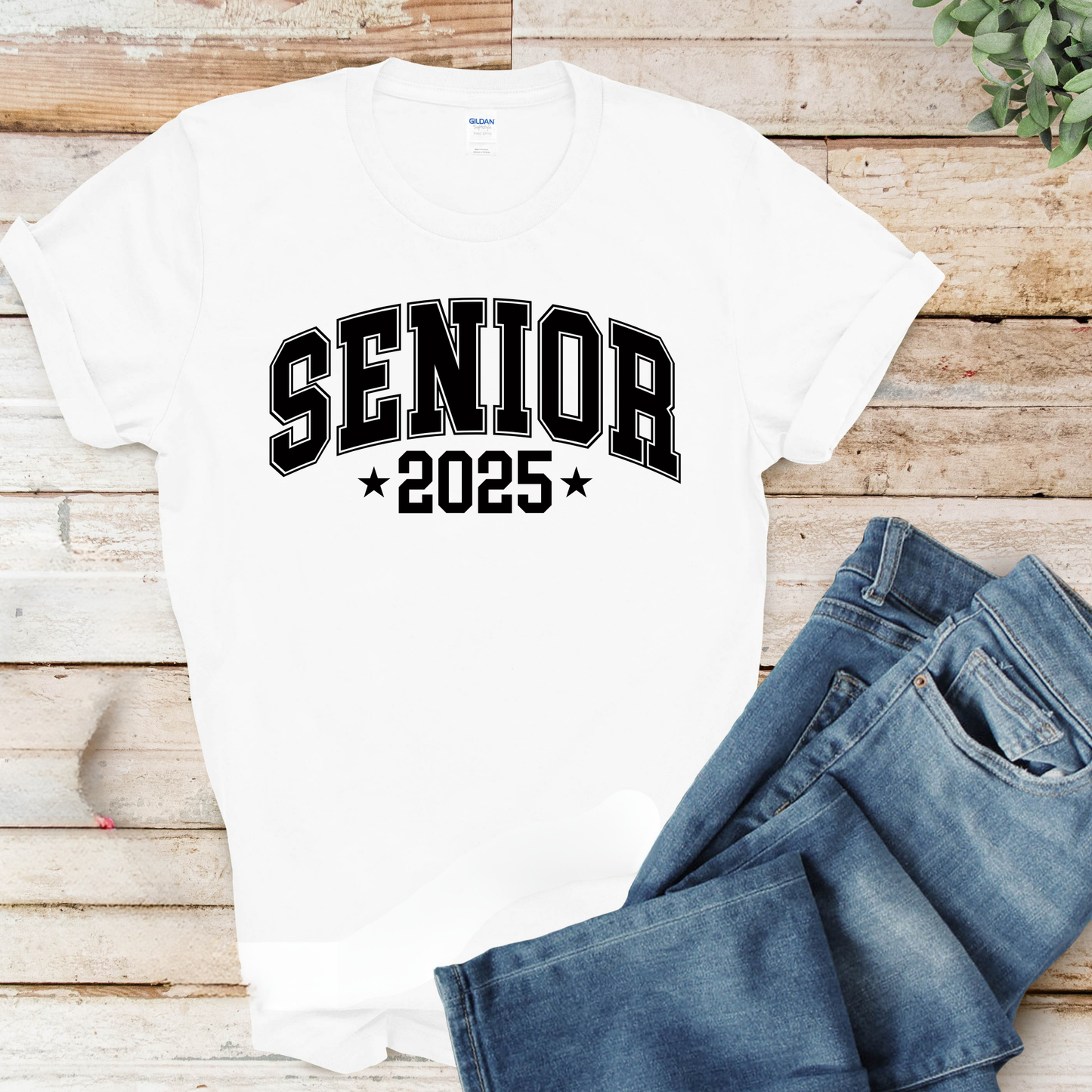 Senior White 2025 Graduation Tee - Celebrate the Class of 2025! Perfect for graduation ceremonies, senior photos, and daily wear.