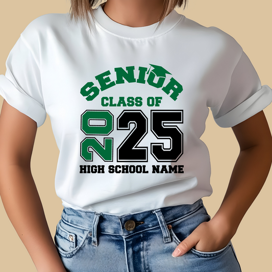 Senior 2025 T-Shirt - Custom School Name Keepsake Senior Tee