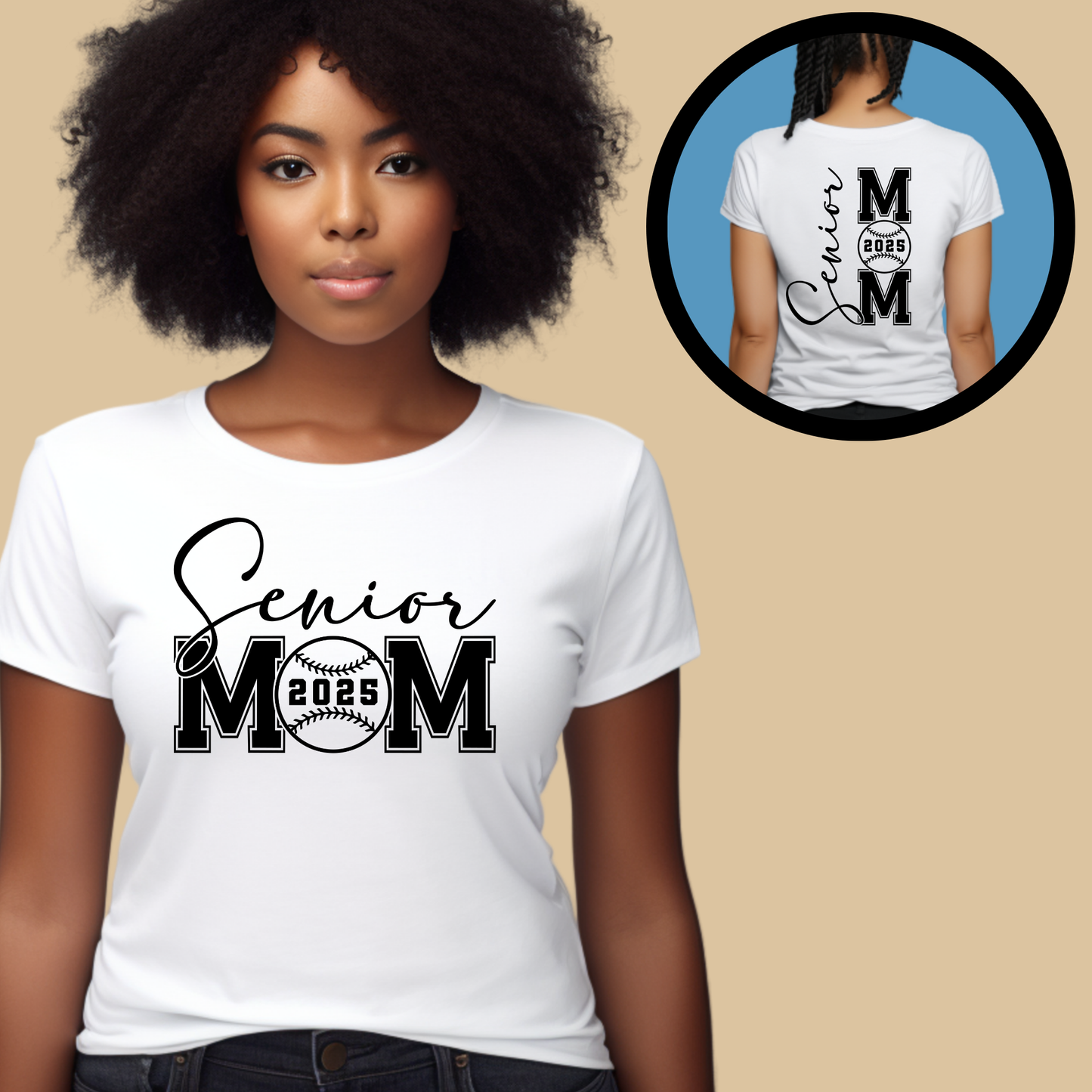 Senior Mom 2025 T-Shirt - Senior Baseball Mom Shirt - Front & Back