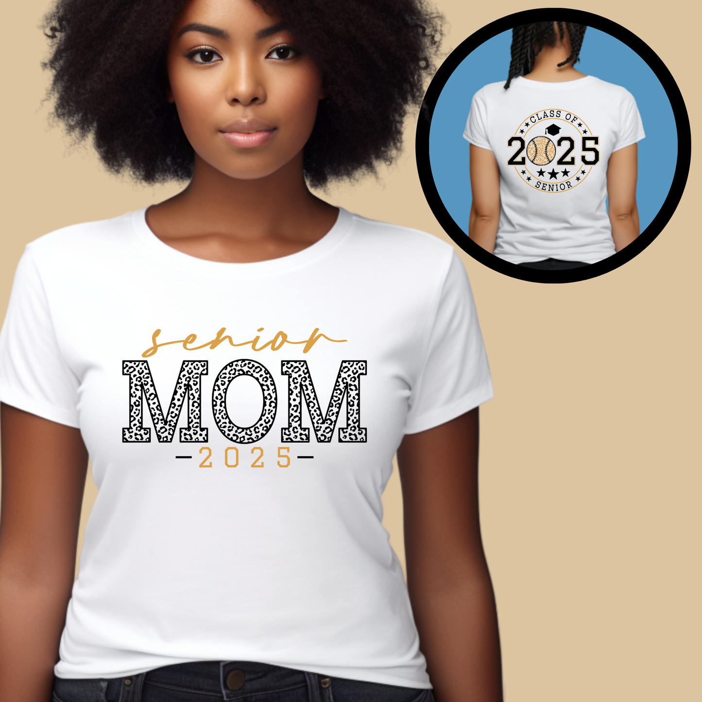 Senior Mom 2025 T-Shirt - Senior Baseball Mom Shirt - Front & Back V2