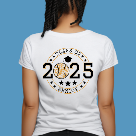 Senior Mom 2025 T-Shirt - Senior Baseball Mom Shirt - Front & Back V2