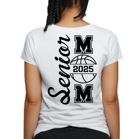 Senior Mom 2025 T-Shirt - Senior Basketball Mom Shirt - Front & Back V2