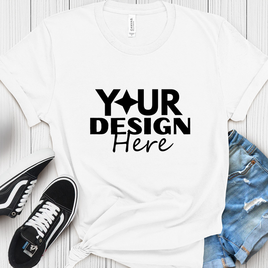 Taylor-Made Custom Tee Shirt - Personalized Design Logo Tee - Front Design Only with Your Design Here to Capture your submitted Design