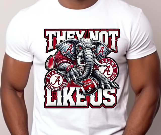 alabama fan gear Alabama Football "They Not Like Us" Alabama Crimson Tide T-Shirt – Absolutely Krafty Creative Designs
