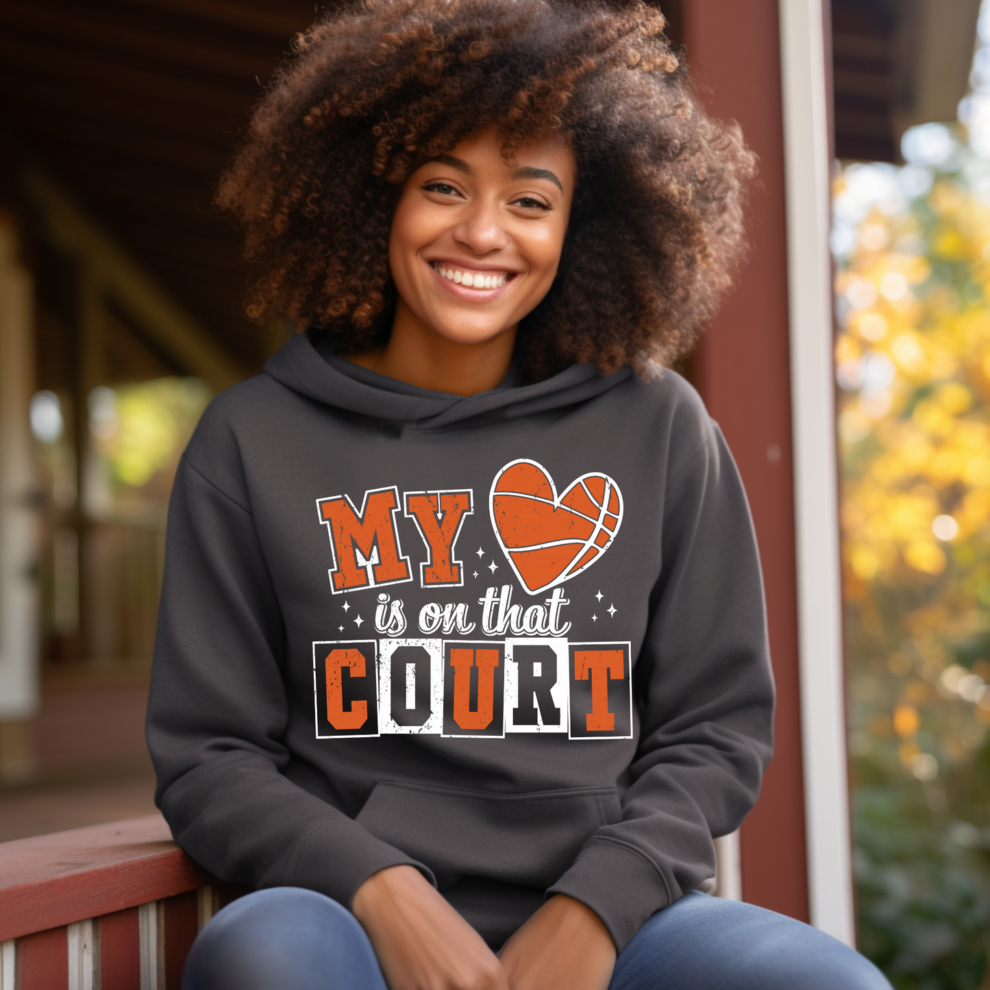 Women's Basketball Hoodie " My Heart is on that COURT" Ultimate Comfort Hoodie is ideal for boys and girls basketball players, team moms, and enthusiastic fans