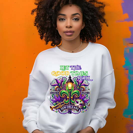 Women's Mardi Gras Sweater - Let the Good Times Roll in New Orleans Cozy Sweater
