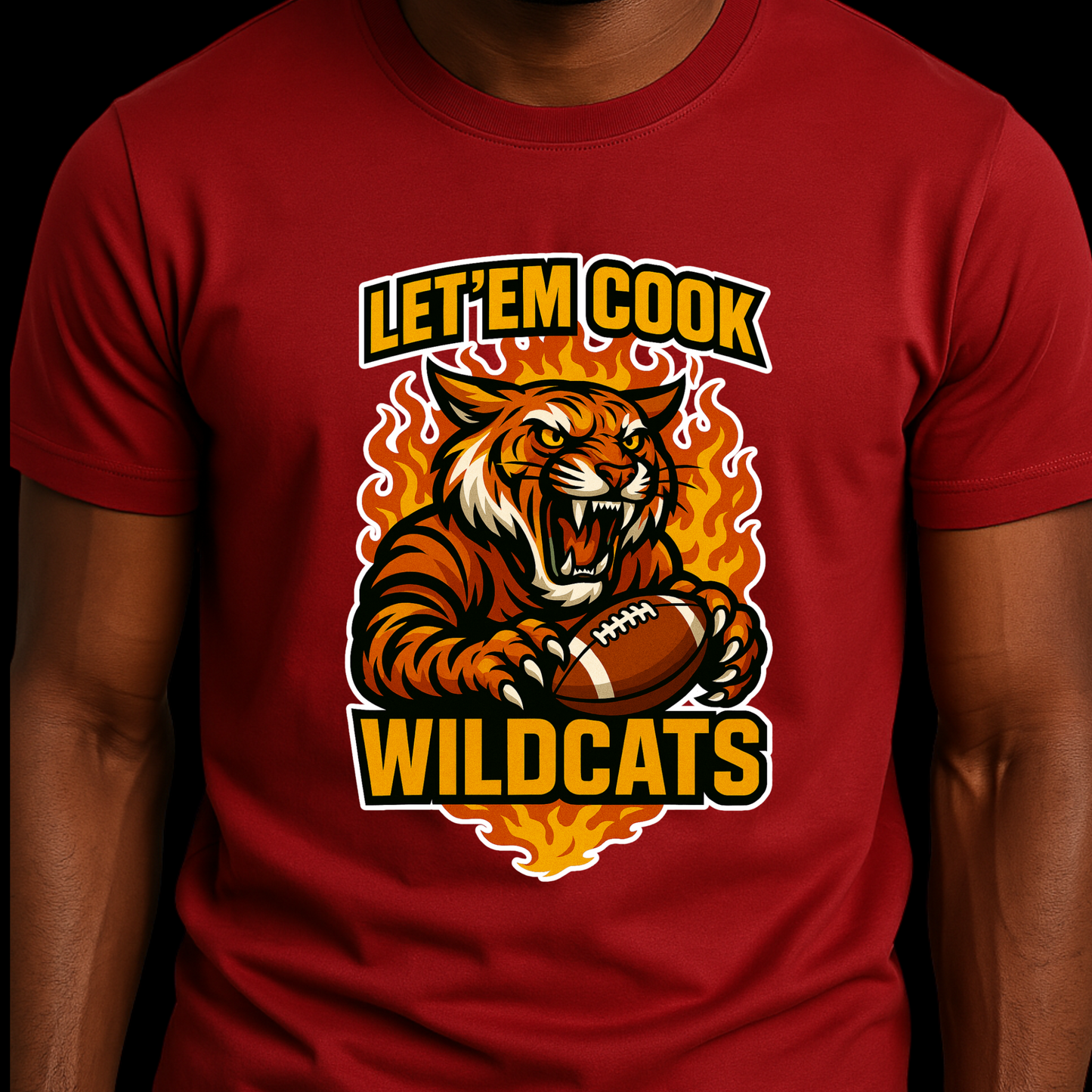 Wildcats Football Tee - Let 'Em Cook, Unisex Cotton Crew Shirt for Game Day