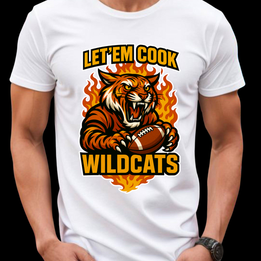 Wildcats Football Tee - Let 'Em Cook, Unisex Cotton Crew Shirt for Game Day