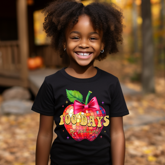 100 Days T-Shirt - 100 Days Bedazzled Apple Cute Tee Shirt to celebrate 100 Days and Still Smiling