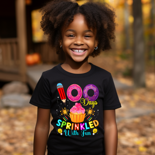 100 Days T-Shirt - "100 Days Sprinkled with Fun" Kid Tee Shirt to celebrate the milestone of 100 days of school 