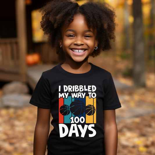 100 Days T-Shirt - I Dribbled My Way To 100 Days" School Tee Shirt to celebrate 100 days of school 