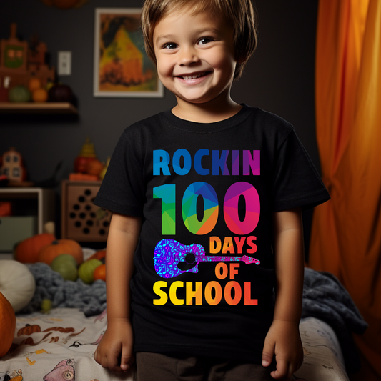 100 Days T-Shirt - Rockin 100 Days of School Fun and Cool Tee Shirt to celebrate for making 100 Days of School Memories 