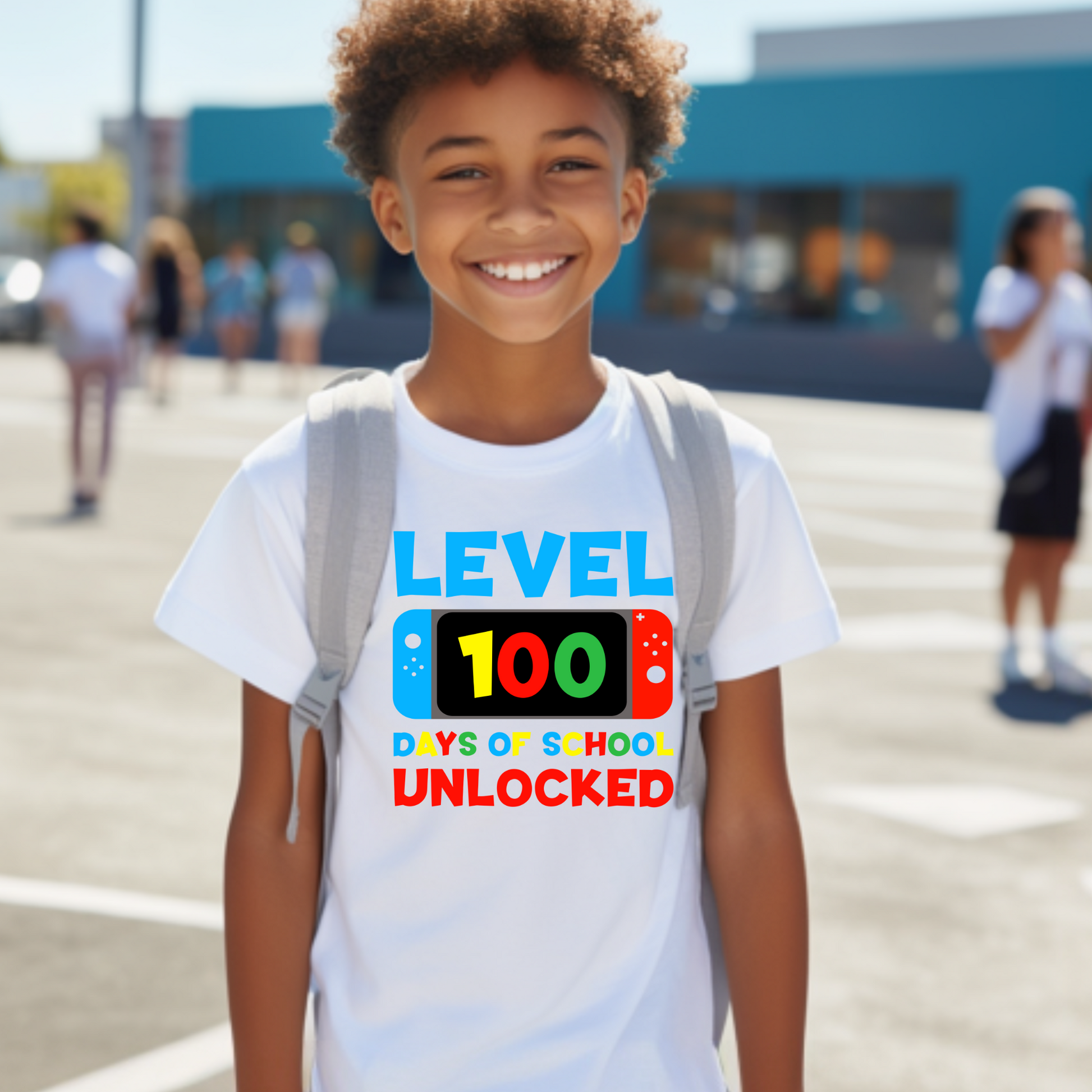 100 Days T-Shirt "Level 100 Days of School Unlocked" Kids 100 School Days Shirt to celebrate 100 days of learning in school a milestone