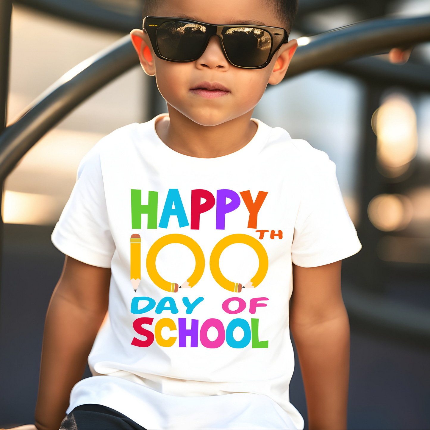 100 Days of School Shirt - "Happy 100th Day of School" Youth Tee Shirt