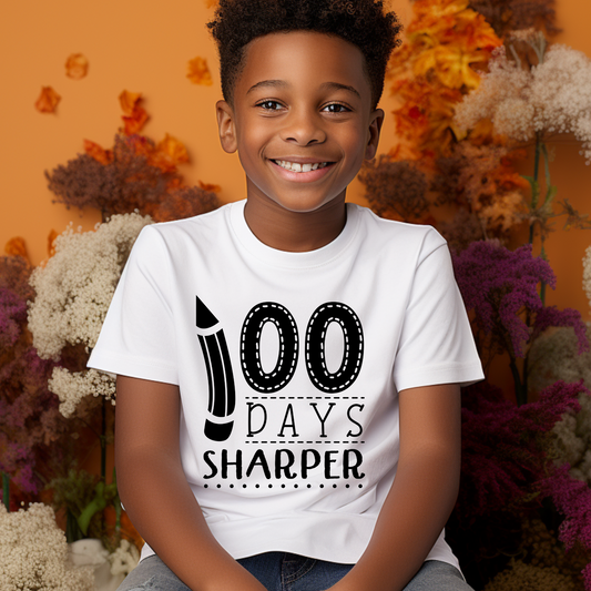 100 Days of School Shirt: "100 Days Sharper" Youth School Celebration T-Shirt to celebrate 100 Days of School Apparel for kids