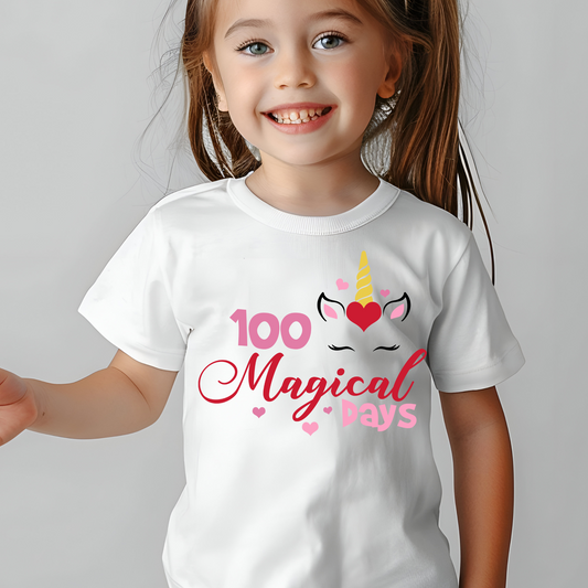 100 Days of School Shirt: "100 Magical Days" Girl School Celebration T-Shirt to celebrate 100 Days of school milestone tee shirt