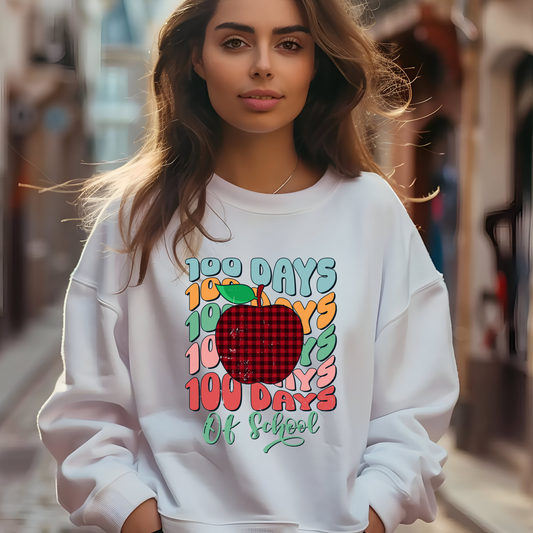 100 Days of School Sweater "100 Days of School" Cozy Fun Teacher Sweatshirt celebrating in this comfortable 100 days of school sweater for teachers 