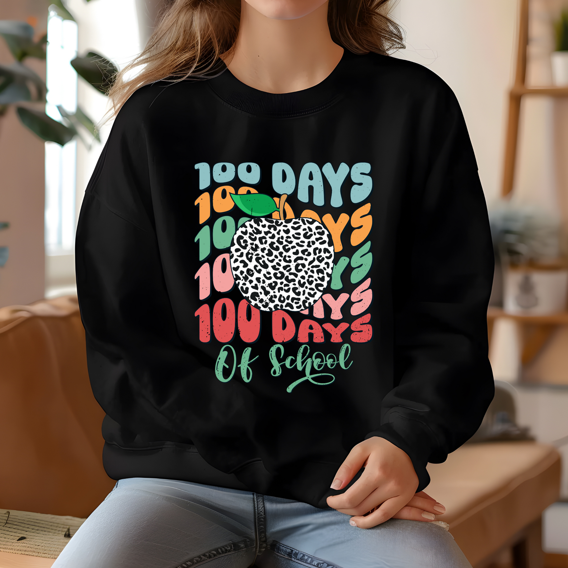 100 Days of School Sweater "100 Days of School" Cozy Teacher Sweatshirt