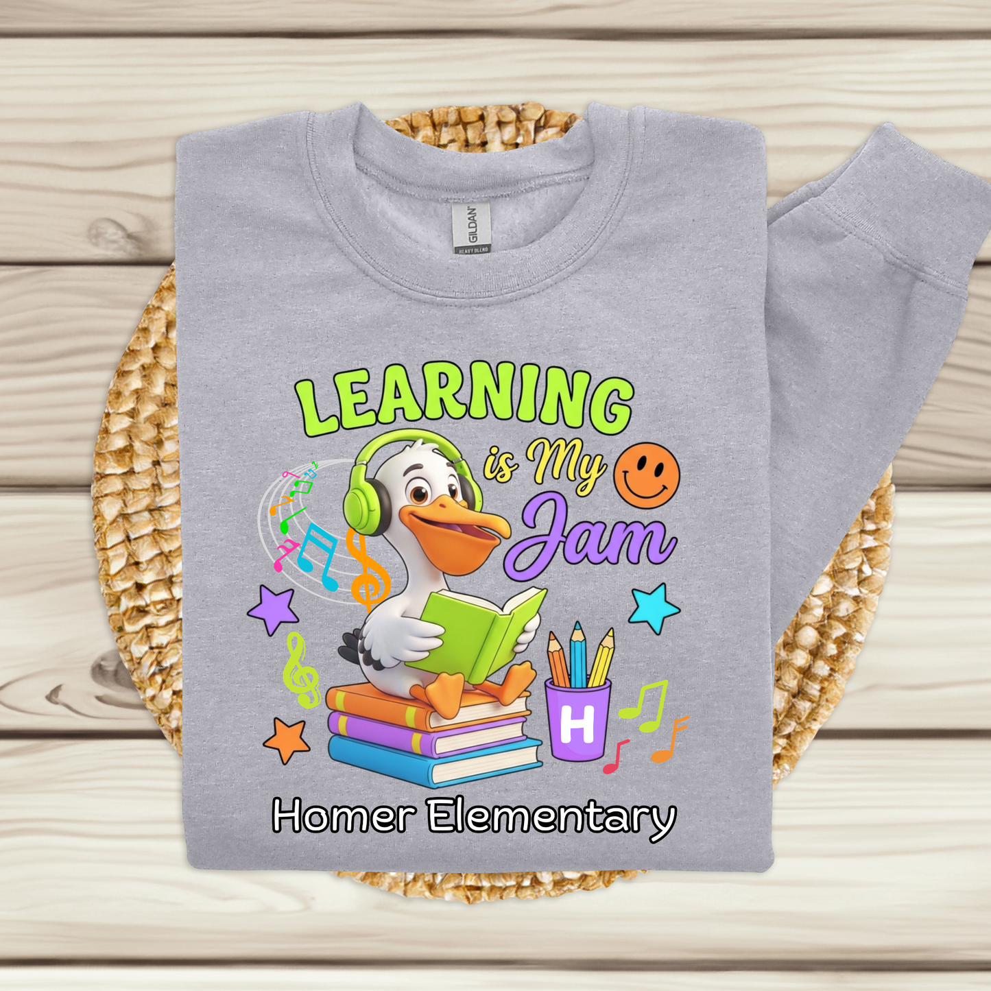 Homer Elementary "Learning is My Jam" Staff Spirit Tee | Comfortable Teacher Apparel