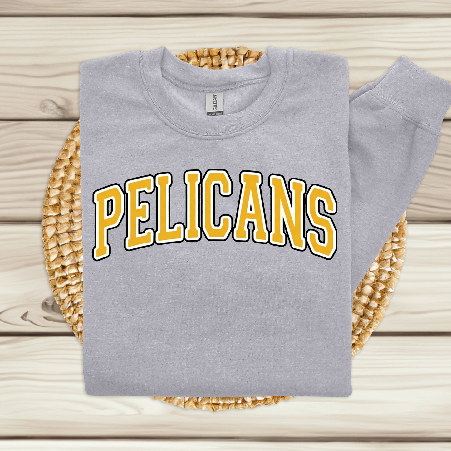 Classic Arch PELICANS Spirit Tee | Collegiate Style Apparel for Students, Teachers & Families