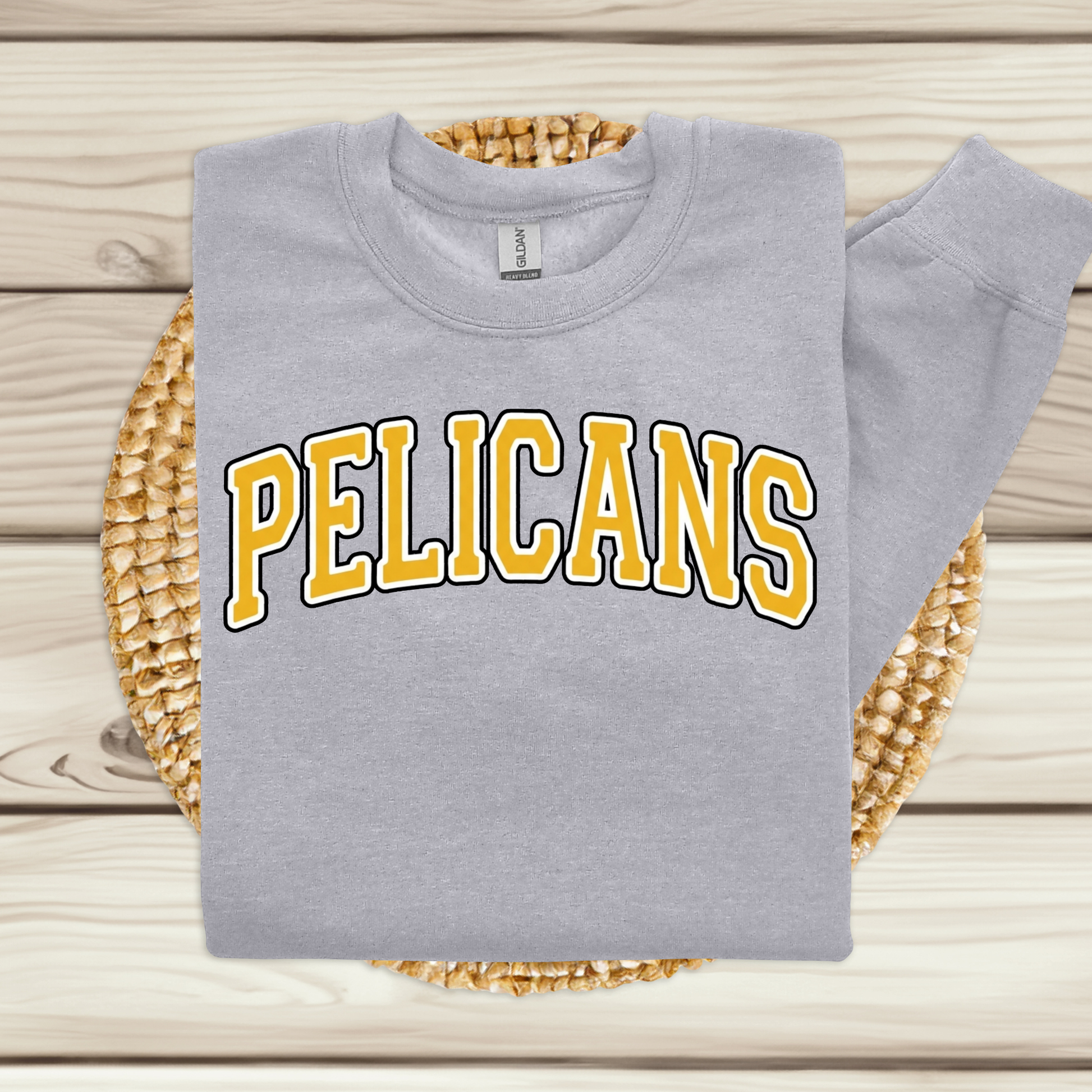 Classic Arch PELICANS Spirit Tee | Collegiate Style Apparel for Students, Teachers & Families