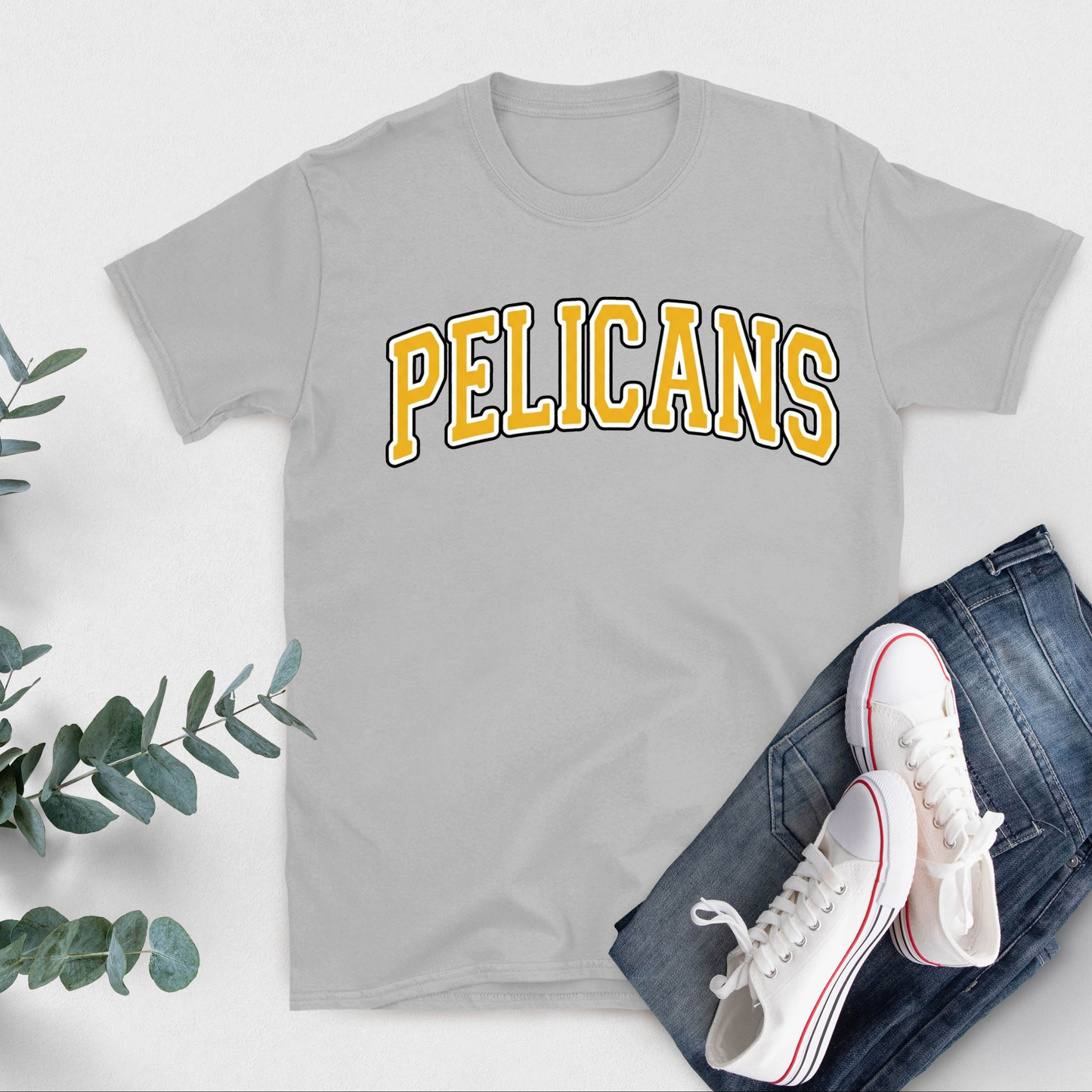 Classic Arch PELICANS Spirit Tee | Collegiate Style Apparel for Students, Teachers & Families