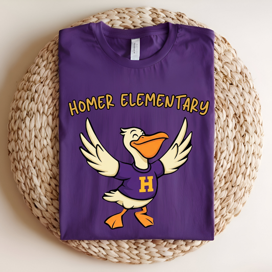 HOMER Pelicans Mascot Spirit Shirt - Homer Elementary Pelicans Graphic Apparel