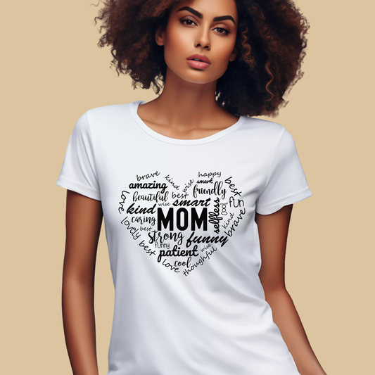Mother's Day Graphic Tee - Typographical Heartfelt Word Collage