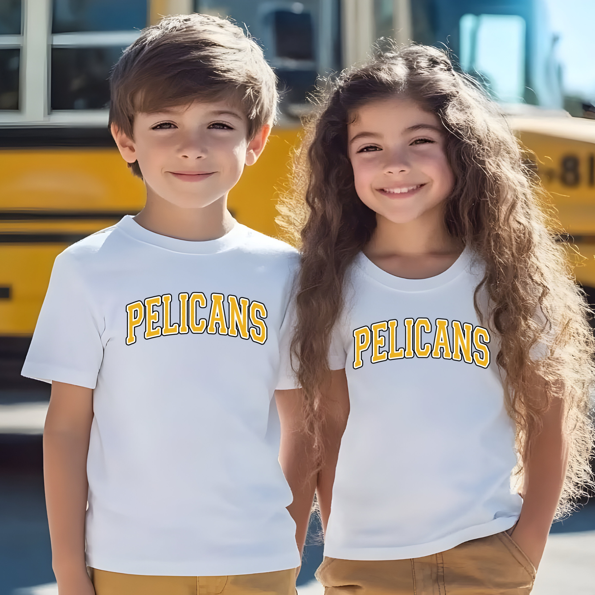 Classic Arch PELICANS Spirit Tee | Collegiate Style Apparel for Students, Teachers & Families