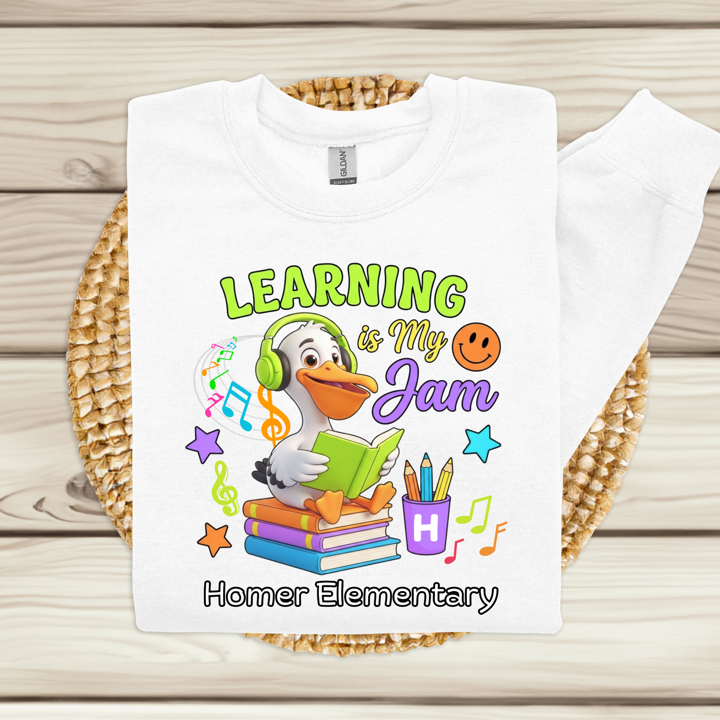 Homer Elementary "Learning is My Jam" Staff Spirit Tee | Comfortable Teacher Apparel