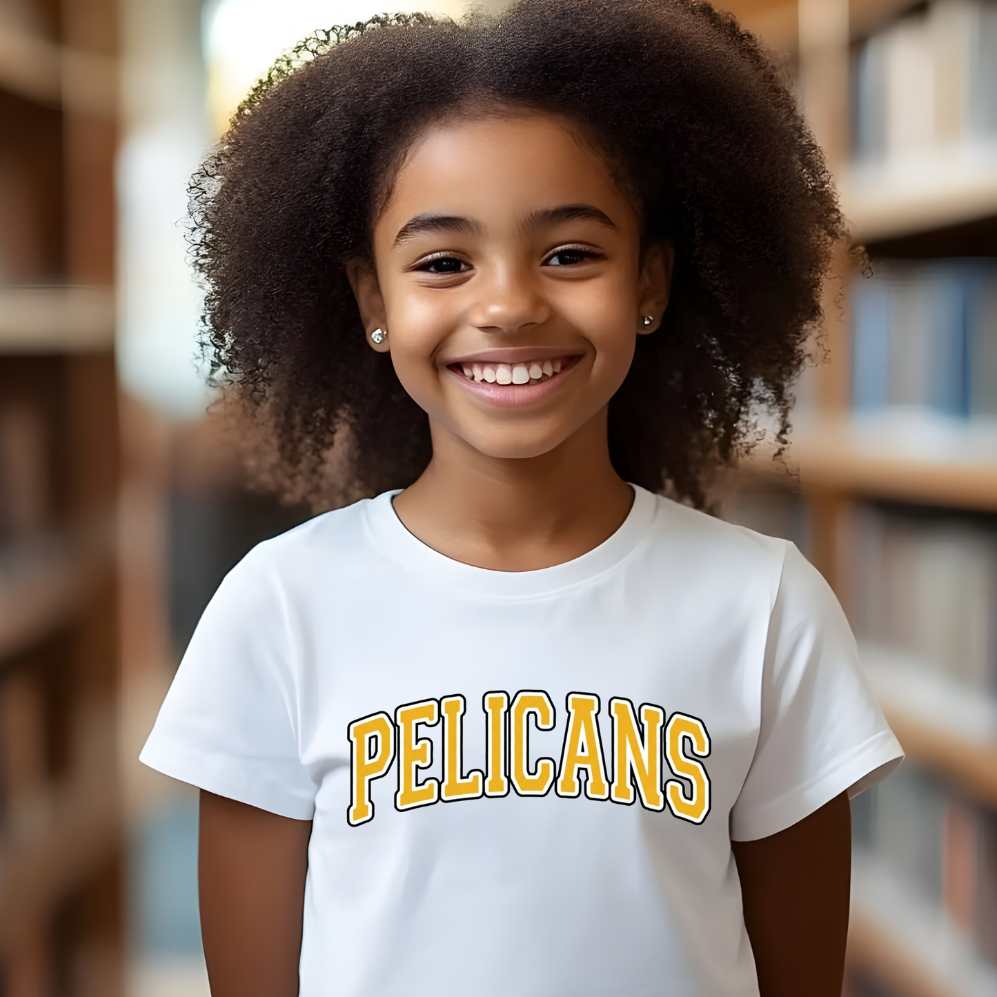 Classic Arch PELICANS Spirit Tee | Collegiate Style Apparel for Students, Teachers & Families