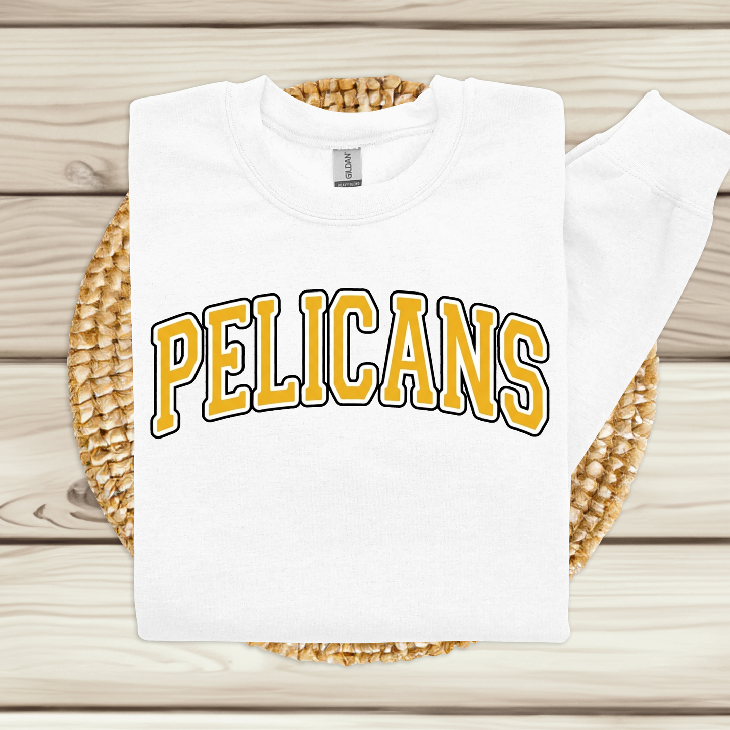 Classic Arch PELICANS Spirit Tee | Collegiate Style Apparel for Students, Teachers & Families