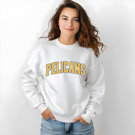 Classic Arch PELICANS Spirit Tee | Collegiate Style Apparel for Students, Teachers & Families
