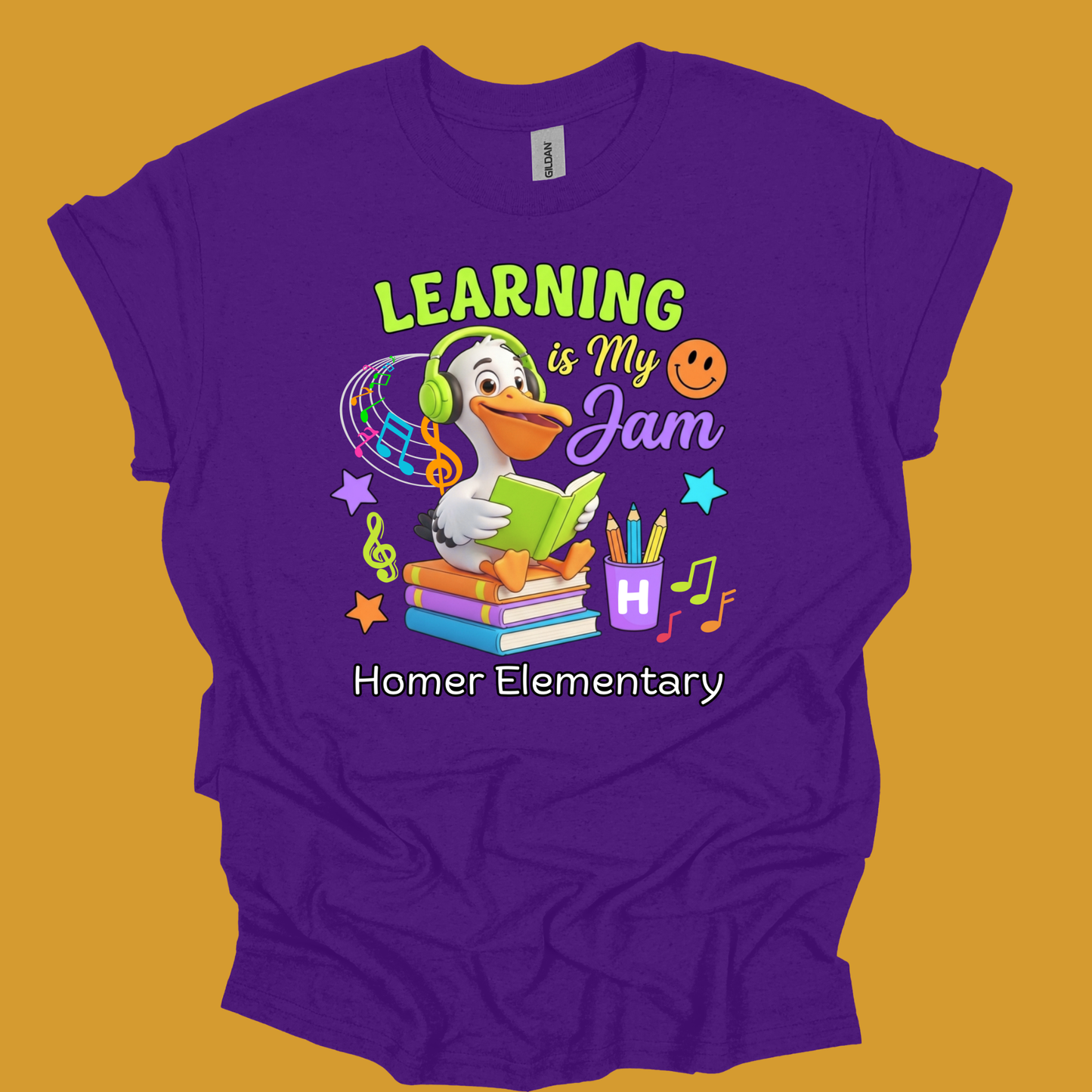 Homer Elementary "Learning is My Jam" Staff Spirit Tee | Comfortable Teacher Apparel
