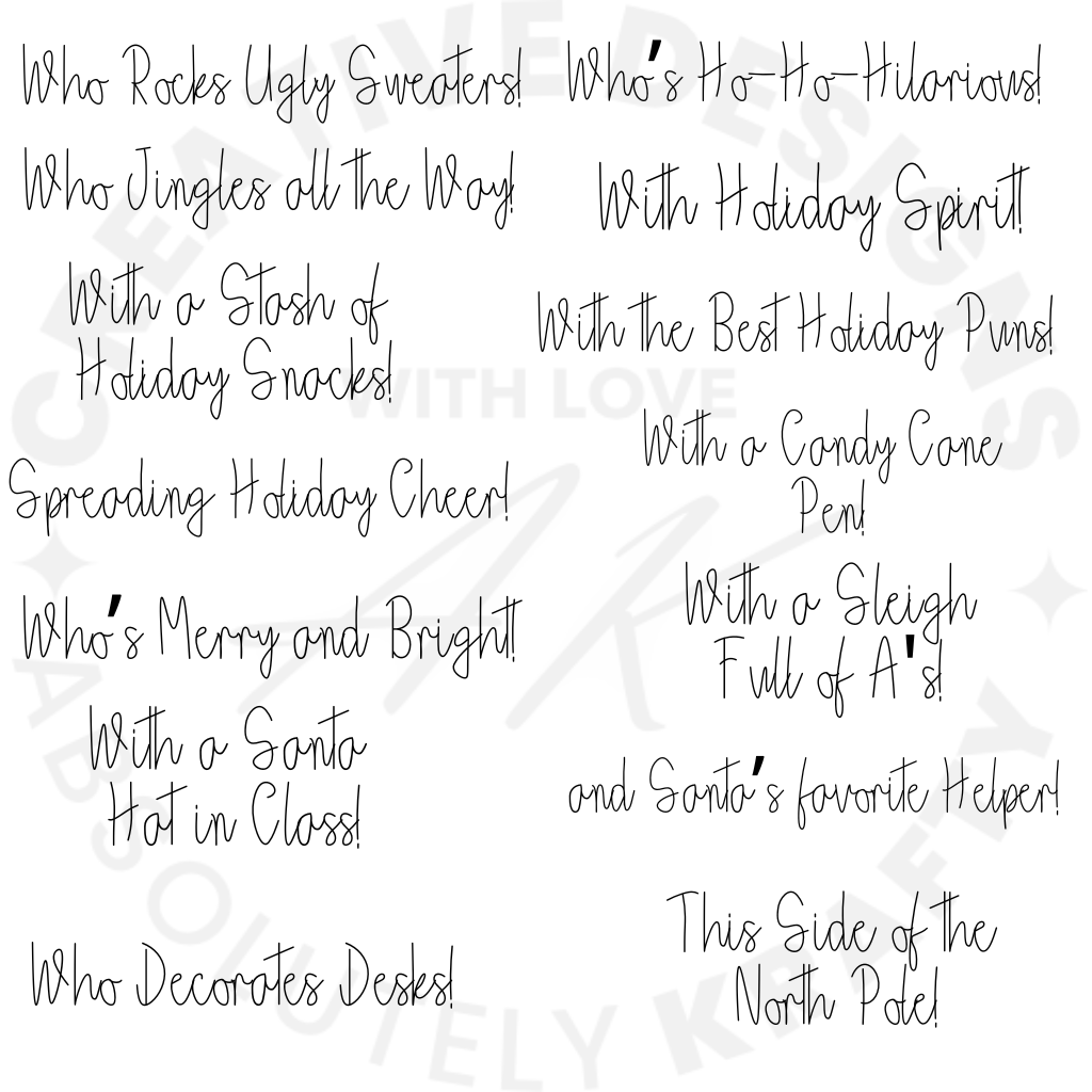 Custom Phrases for Jolliest Teacher