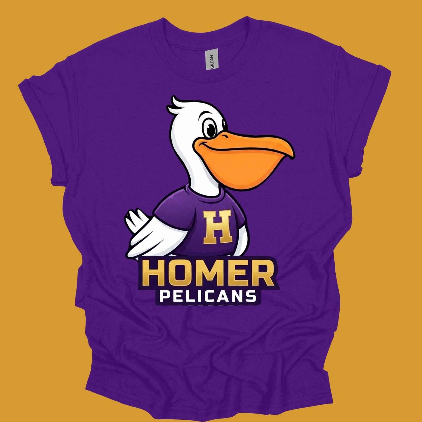 Official HOMER Pelicans Mascot Spirit Tee | Apparel for Students, Teachers & Families