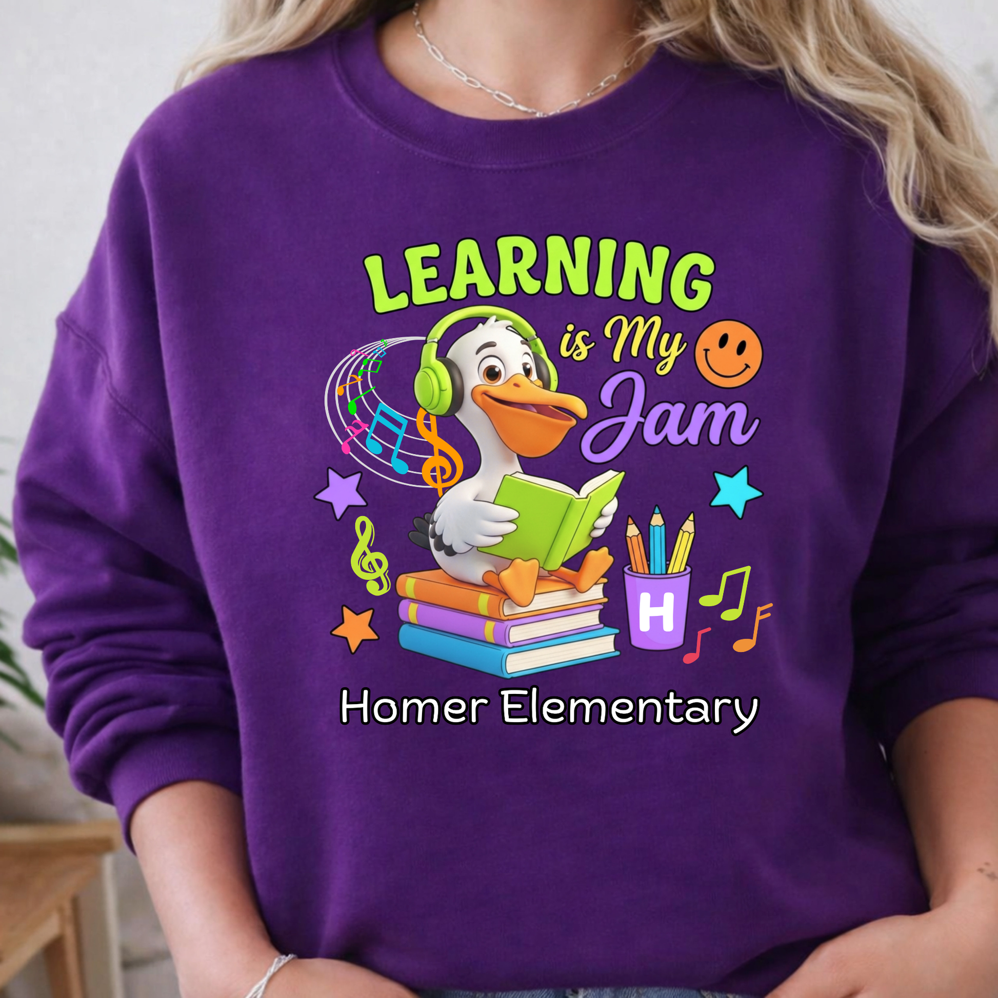 Homer Elementary "Learning is My Jam" Staff Spirit Tee | Comfortable Teacher Apparel