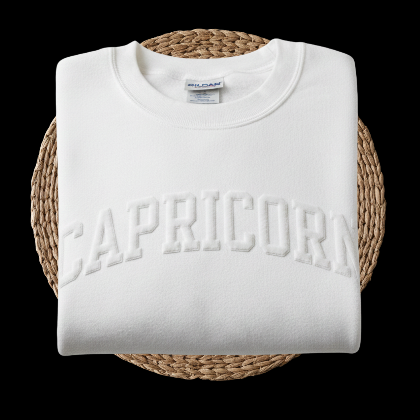 Custom Zodiac Puff Print Sweatshirts - Embossed Puff Zodiac (White) Crewneck Sweatshirt