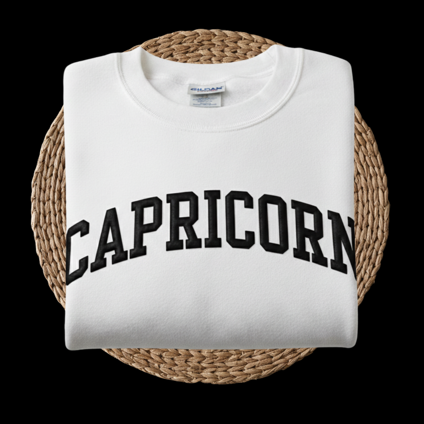 Custom Zodiac Puff Print Sweatshirts - Embossed Puff Zodiac (White) Crewneck Sweatshirt