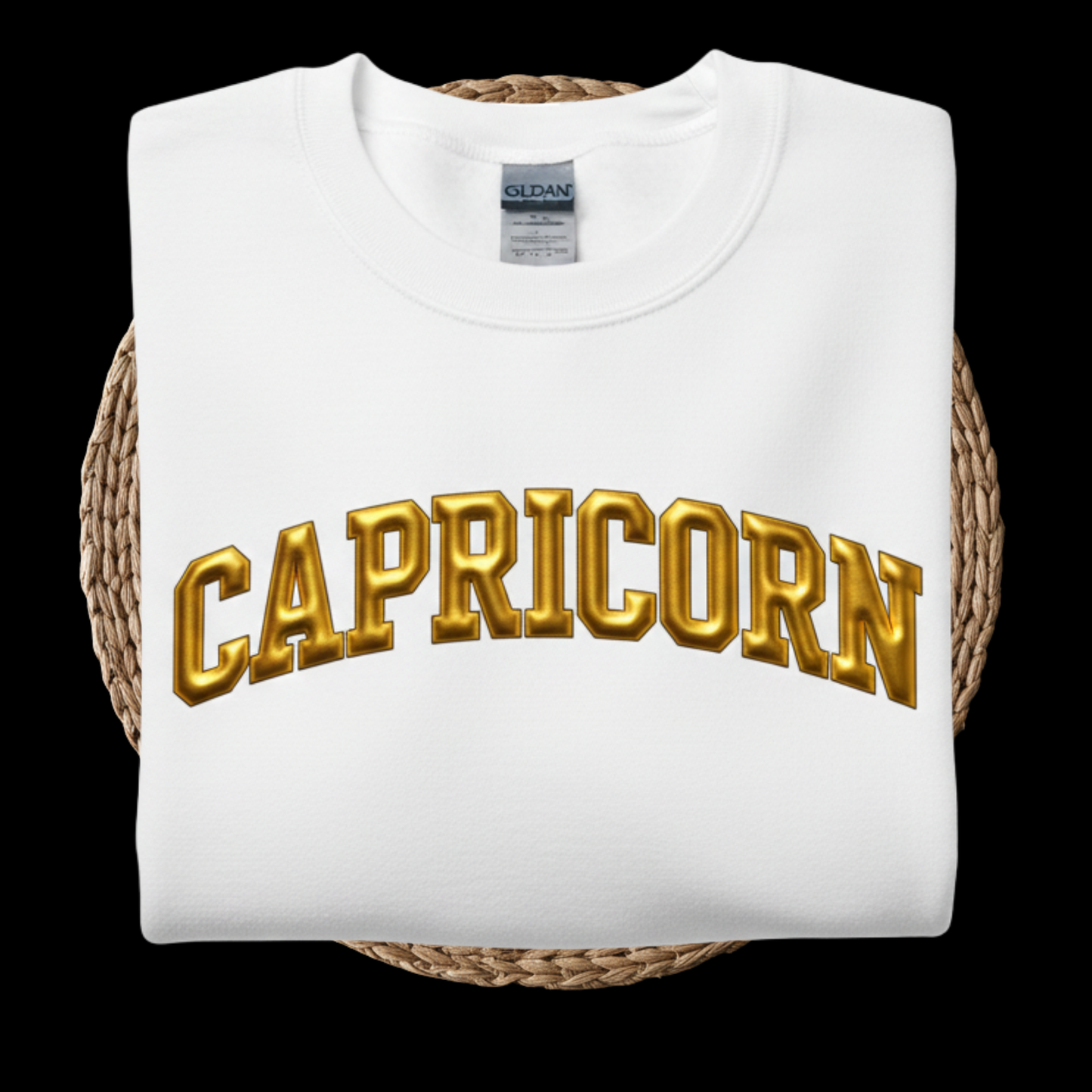 Custom Zodiac Puff Print Sweatshirts - Embossed Puff Zodiac (White) Crewneck Sweatshirt