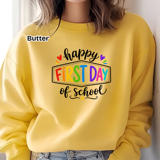 Teacher Spirit Apparel - Happy First Day of School Graphic Shirts (Comfort Colors)