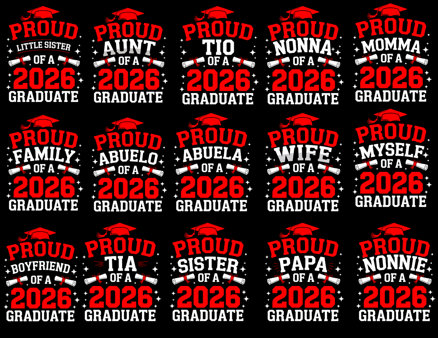 Custom "Proud of My 2026 Graduate" Personalized Red Graduate Family Relation T-Shirt