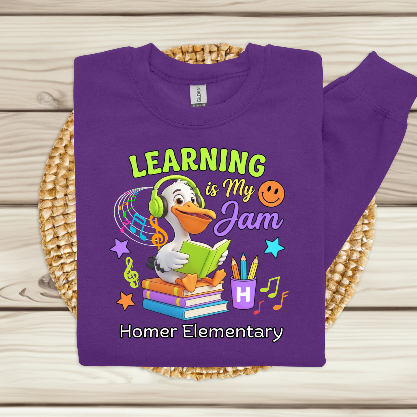 Homer Elementary "Learning is My Jam" Staff Spirit Tee | Comfortable Teacher Apparel