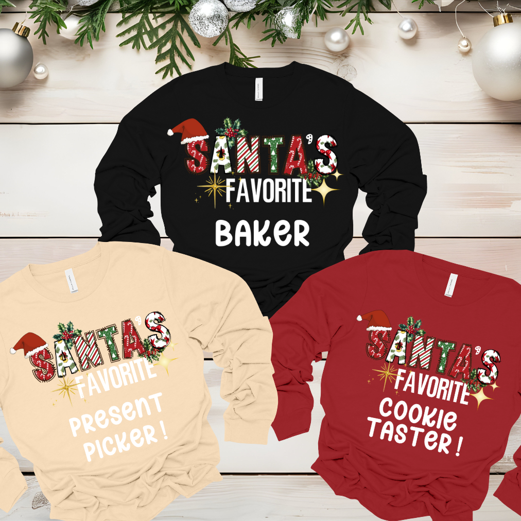 Funny Family "Santa's Favorite" Christmas Holiday Santa Graphic Unisex Shirt