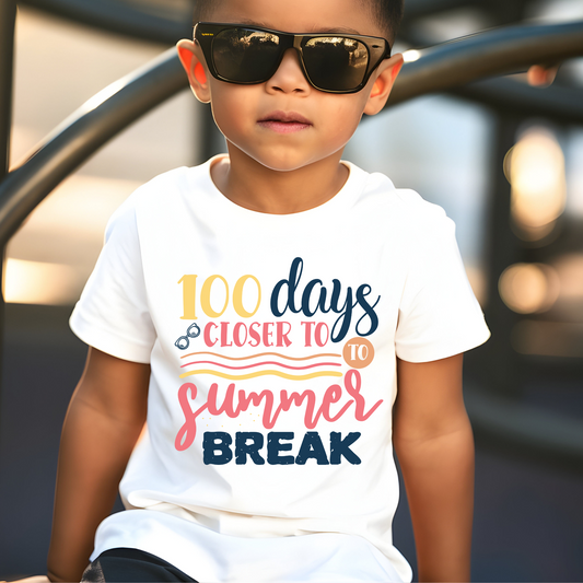 100 Days of School Shirt  "100 Days Closer to Summer" Youth Tee Shirt