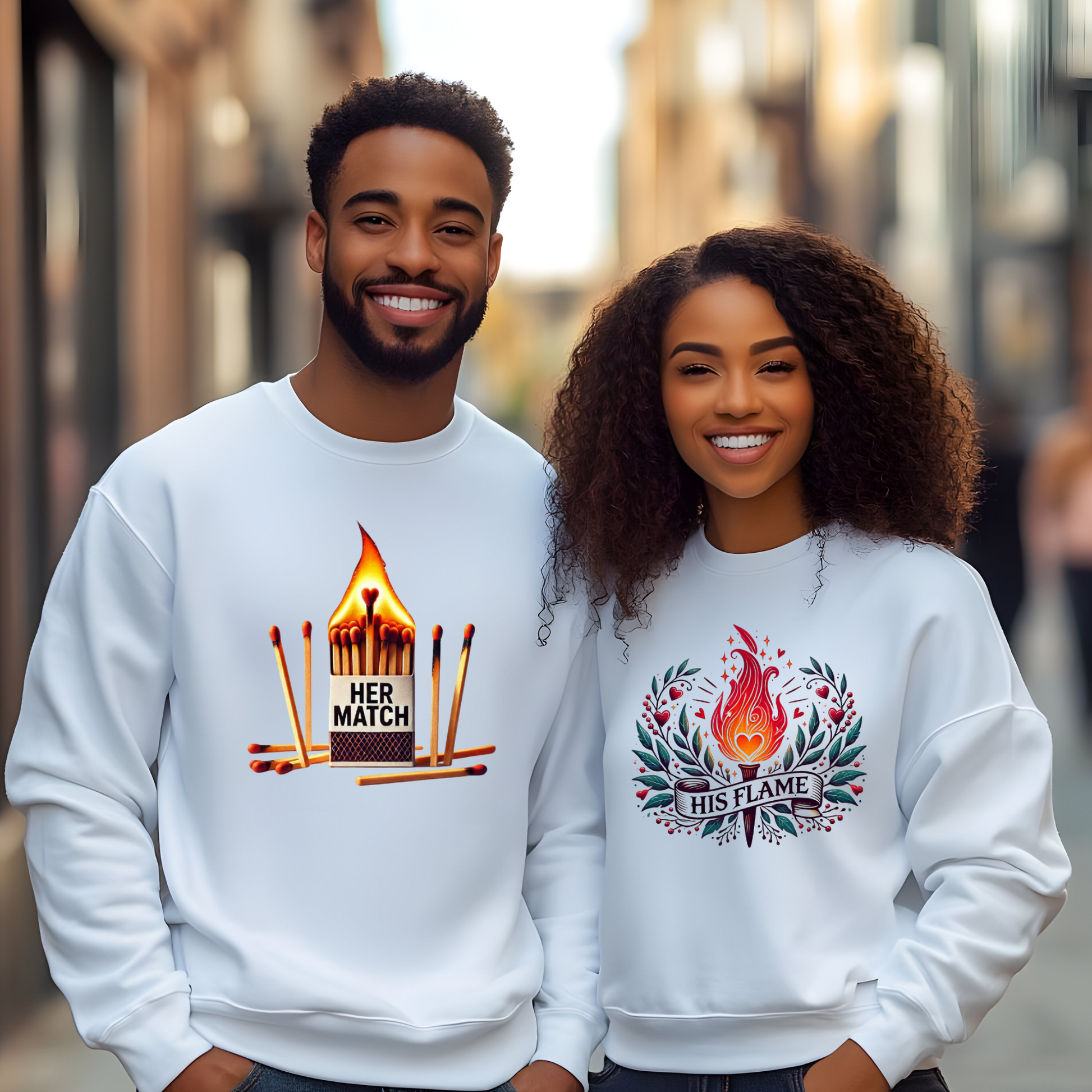 Couples Matching Sweater - His Flame Women's Crewneck Sweatshirt