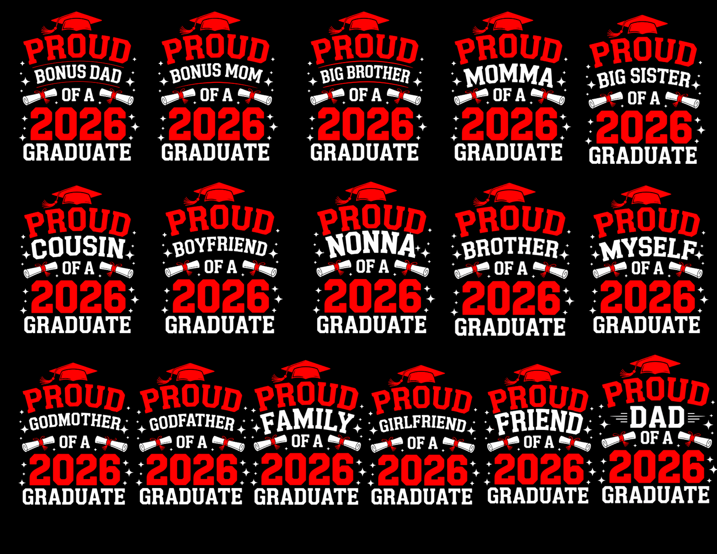 Custom "Proud of My 2026 Graduate" Personalized Red Graduate Family Relation T-Shirt